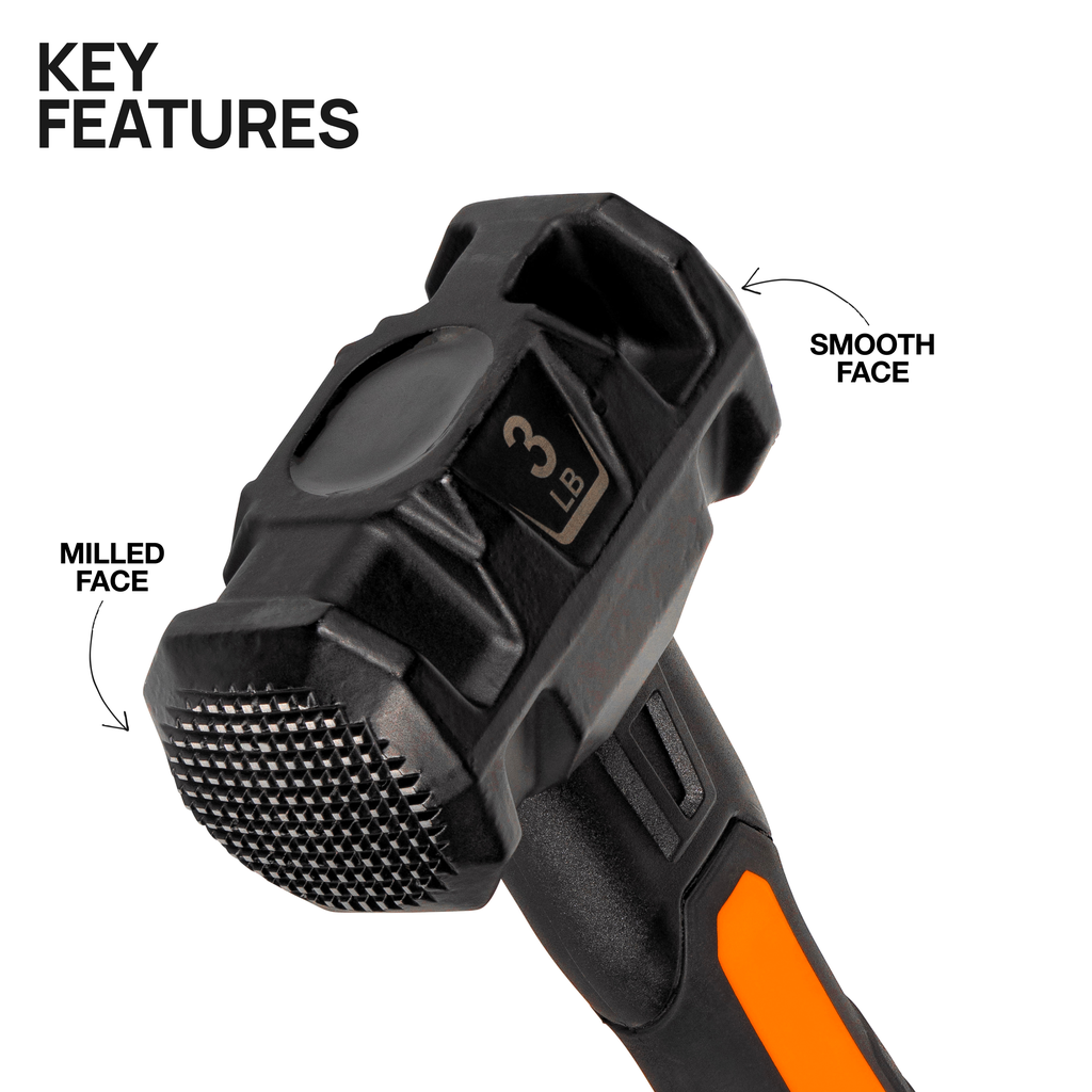 Dual-Faced Fiberglass Handle Hammer, 3-Pound