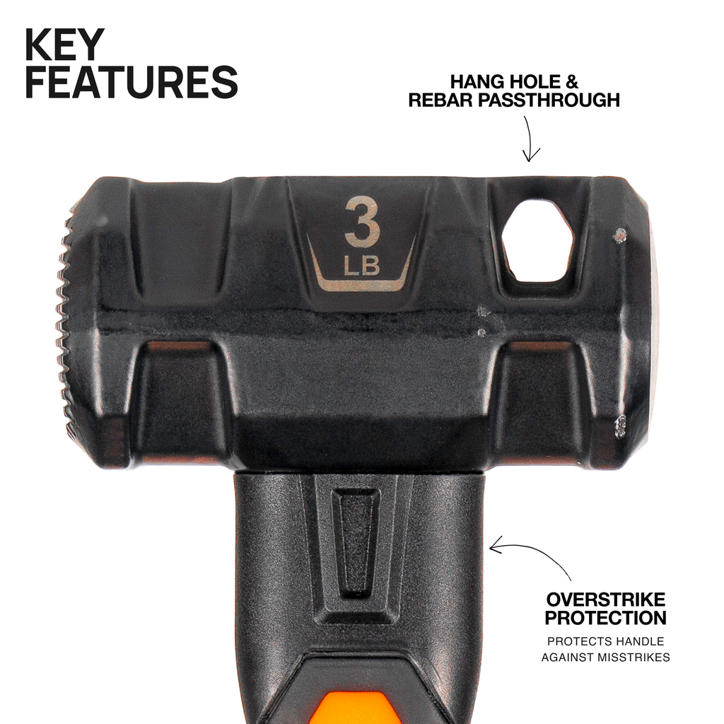 Dual-Faced Fiberglass Handle Hammer, 3-Pound
