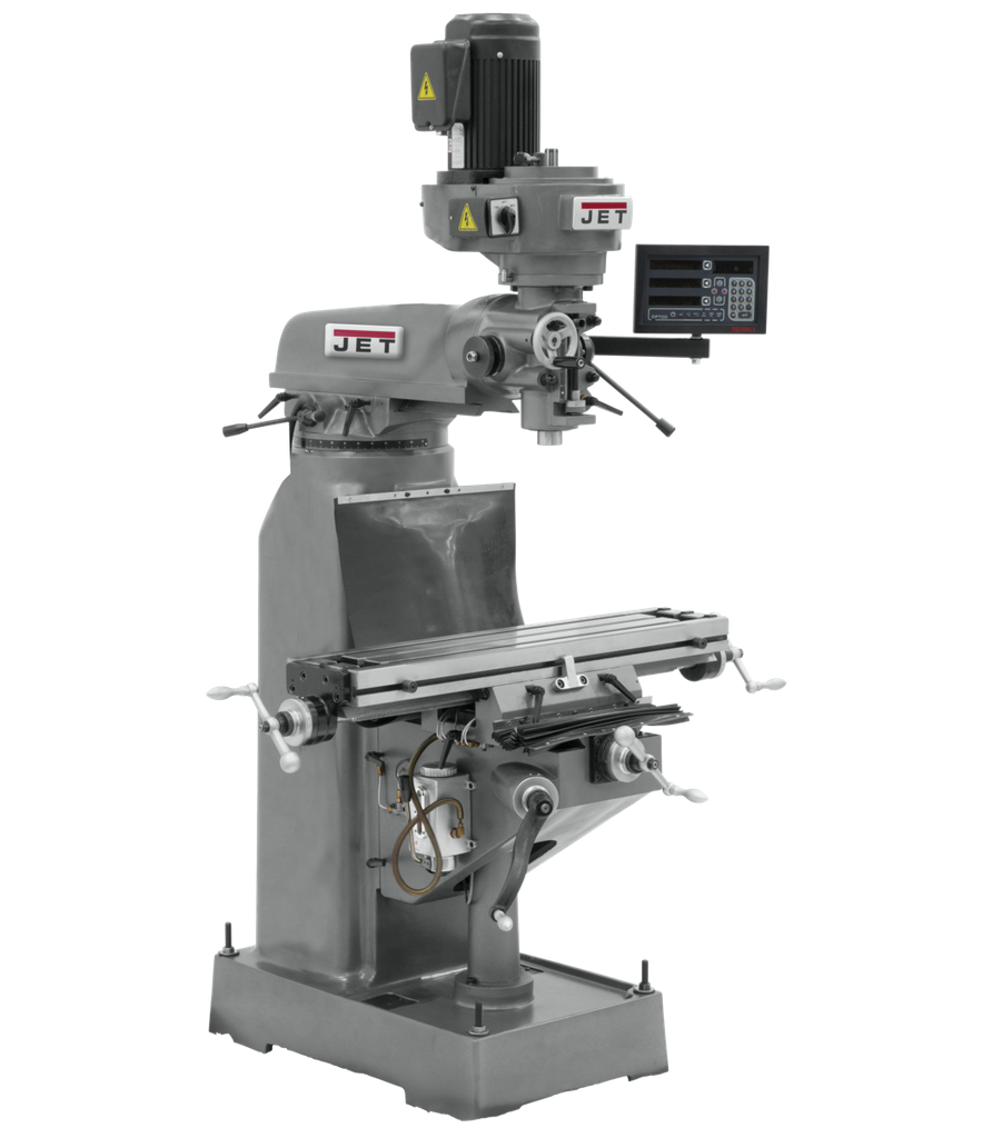 JVM-836-3 Mill With 3-Axis Newall DP700 DRO (Quill) With X and Y-Axis Powerfeeds