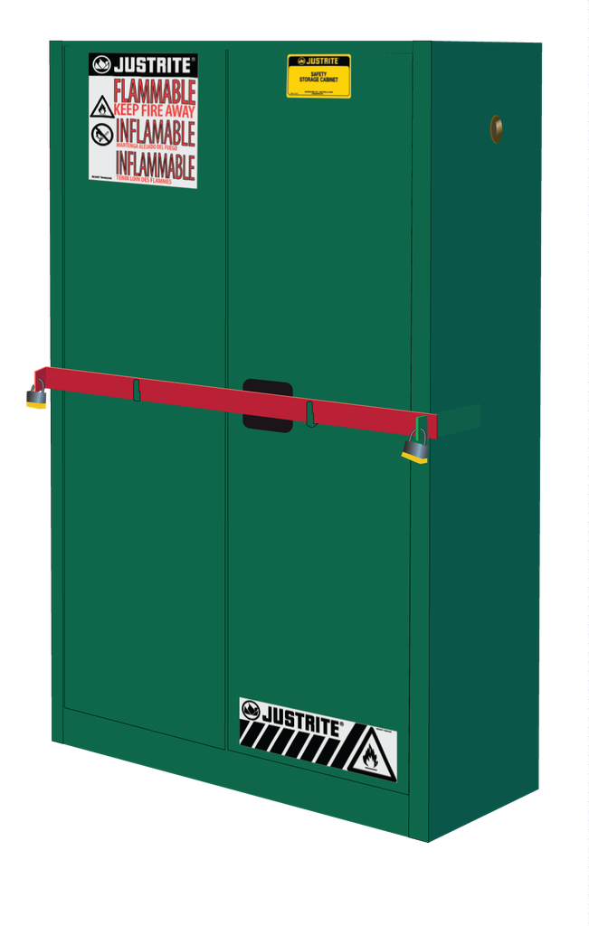 45 Gallon, 2 Shelves, 2 Doors, Self Close, Pesticides Safety Cabinet With Steel Bar, Sure-Grip® EX High Security, Green - SC29884P