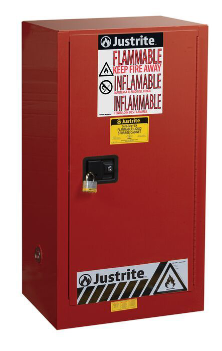 15 Gallon, 1 Shelf, 1 Door, Self Close, Flammable Cabinet, Sure-Grip® EX Compac, Red - 891521