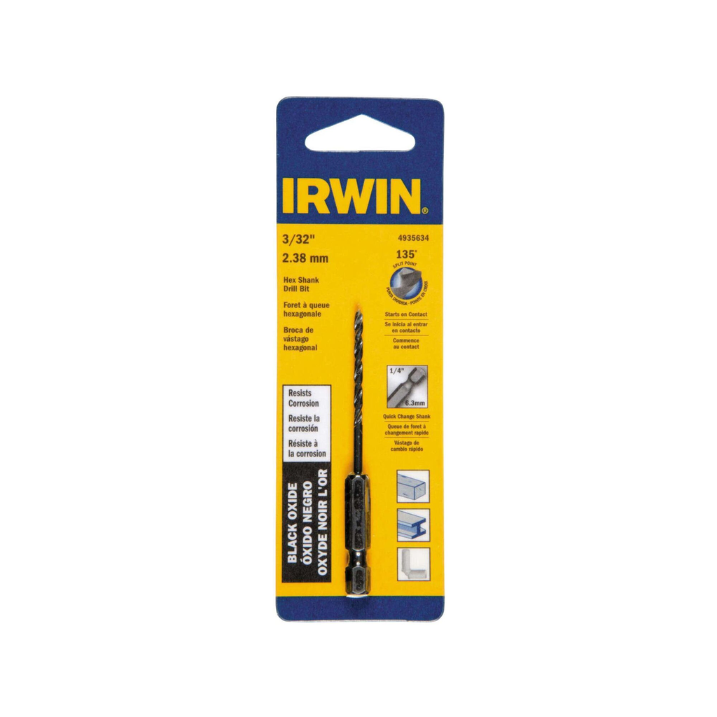 IRWIN 3/32" HEX SHANK DRILL BIT