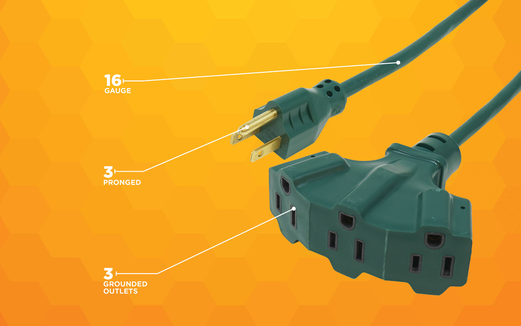 Woods CORD SET, 16/3 8' SJTW GREEN POWER BLOCK 12/BX