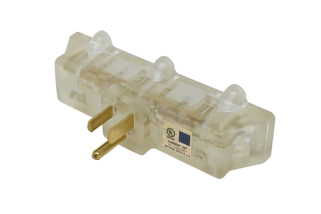 Woods ADAPTER, TRADESMAN CLEAR LIGHTED TRIPLE OUTLET 4/BX