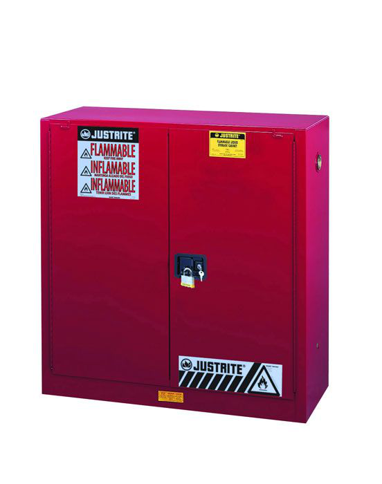 30 Gallon, 1 Shelf, 2 Doors, Self Close, Flammable Cabinet, Sure-Grip® EX, Red - 893021
