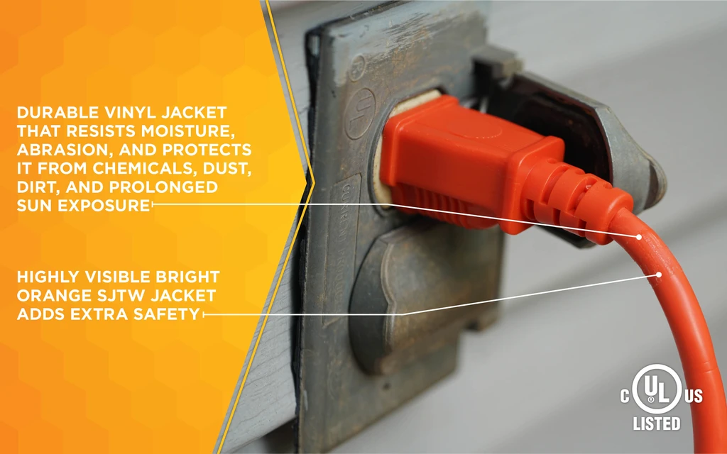 Woods CORD SET, 16/3 100' SJTW ORANGE