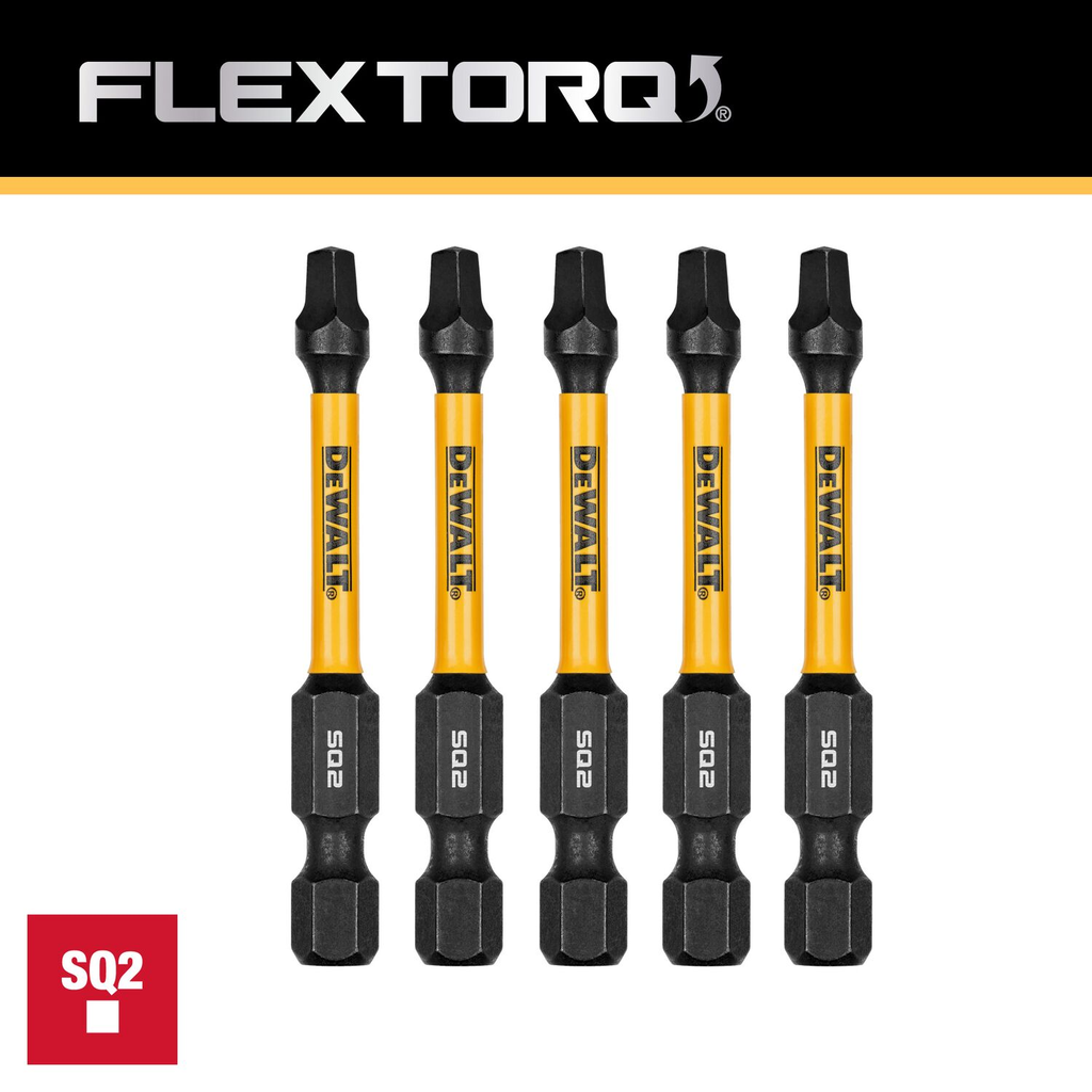 DW FLEXTORQ 5PK 2.25IN BITS FOR SQ2