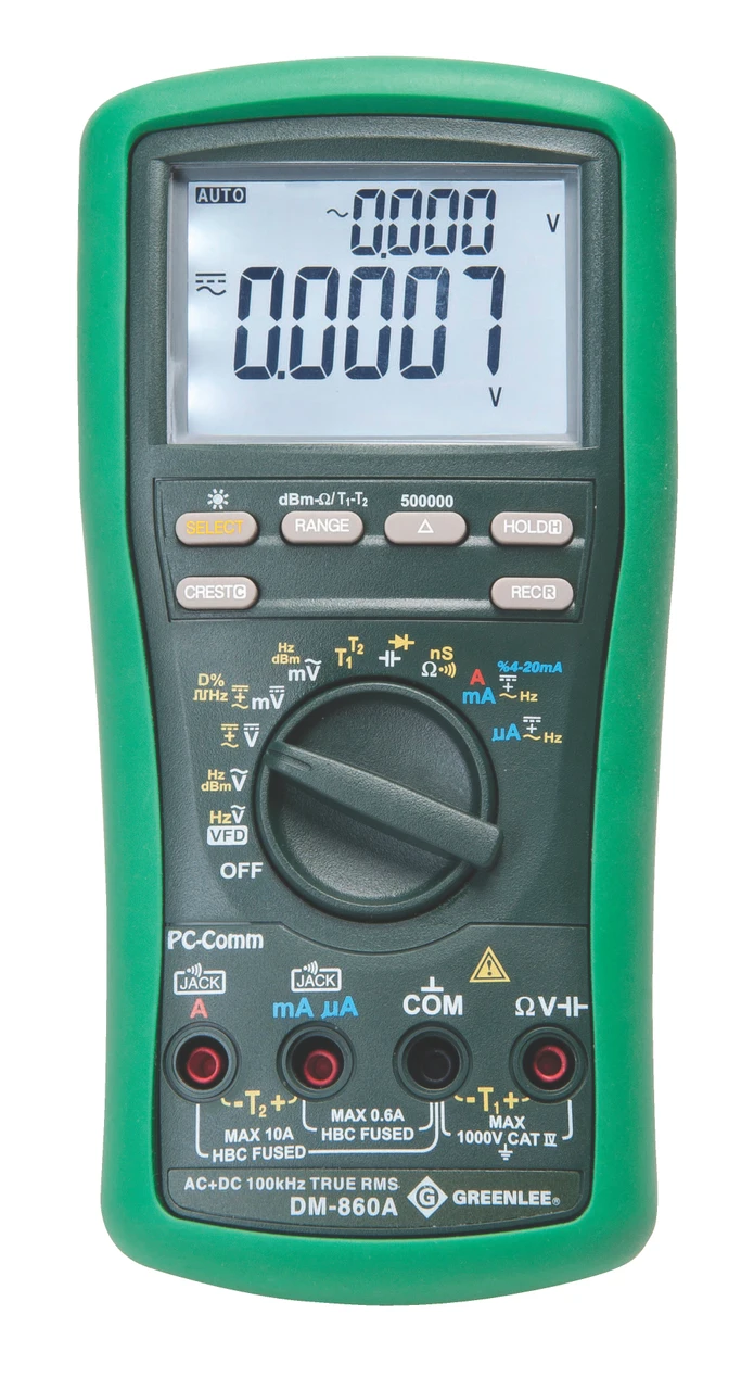GREENLEE 500,000-Count Digital Multimeter, 1000V, 10A, Calibrated
