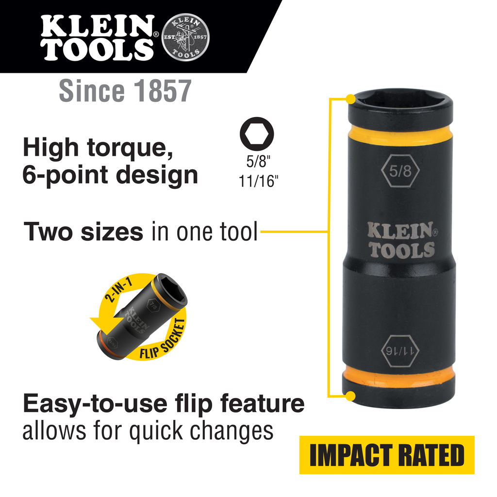Flip Impact Socket, 11/16 and 5/8-Inch