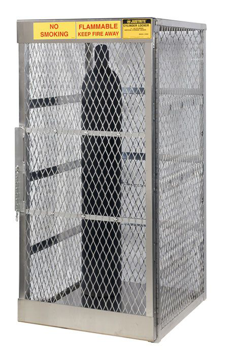 10 Vertical Compressed Gas Cylinders, Gas Cylinder Cabinet Locker, Aluminum - 23006