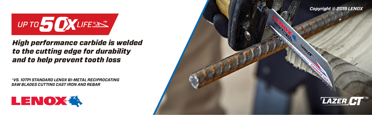 LENOX 9" 8TPi Lazer Ct 9108Rct Reciprocating Saw Blade 1Pk