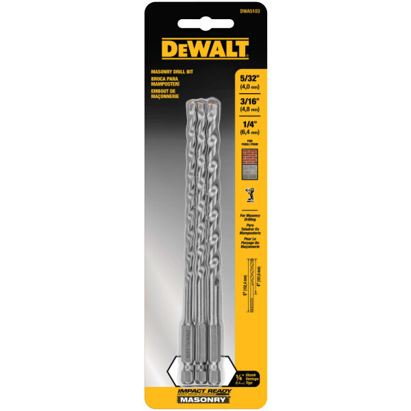 DEWALT Masonry Drill Bit Set, Impact Ready, 3-Piece
