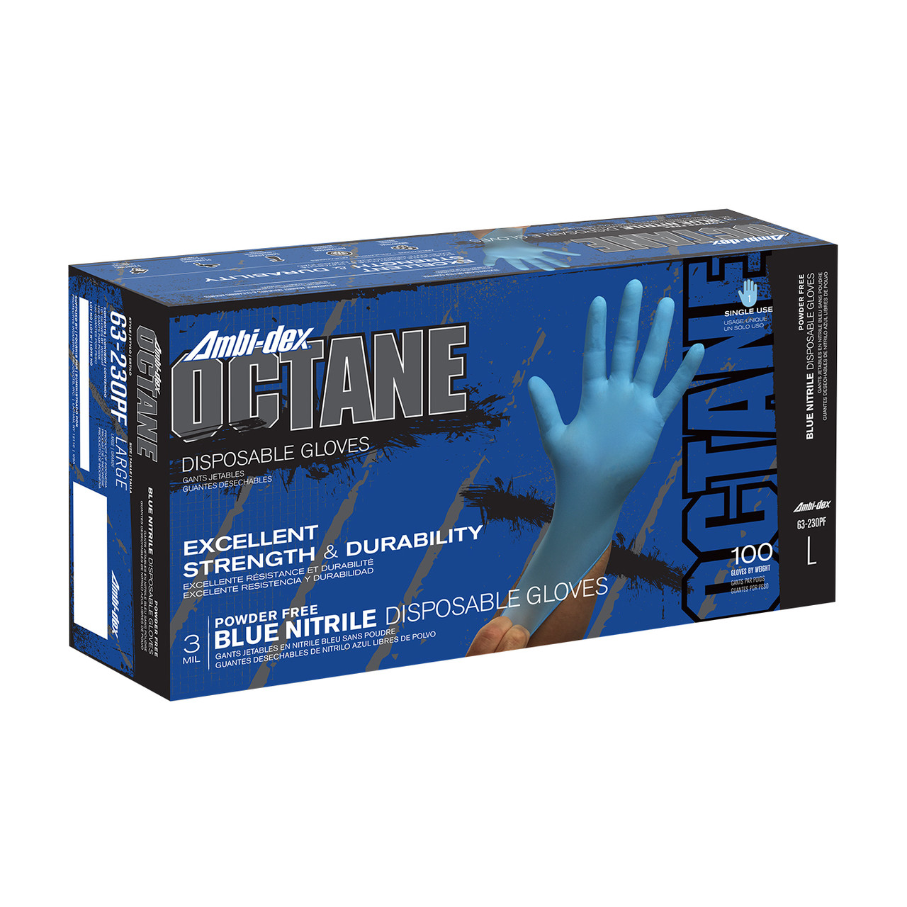 Ambi-dex® Octane 63-230PF  Disposable Gloves, Size S, Blue