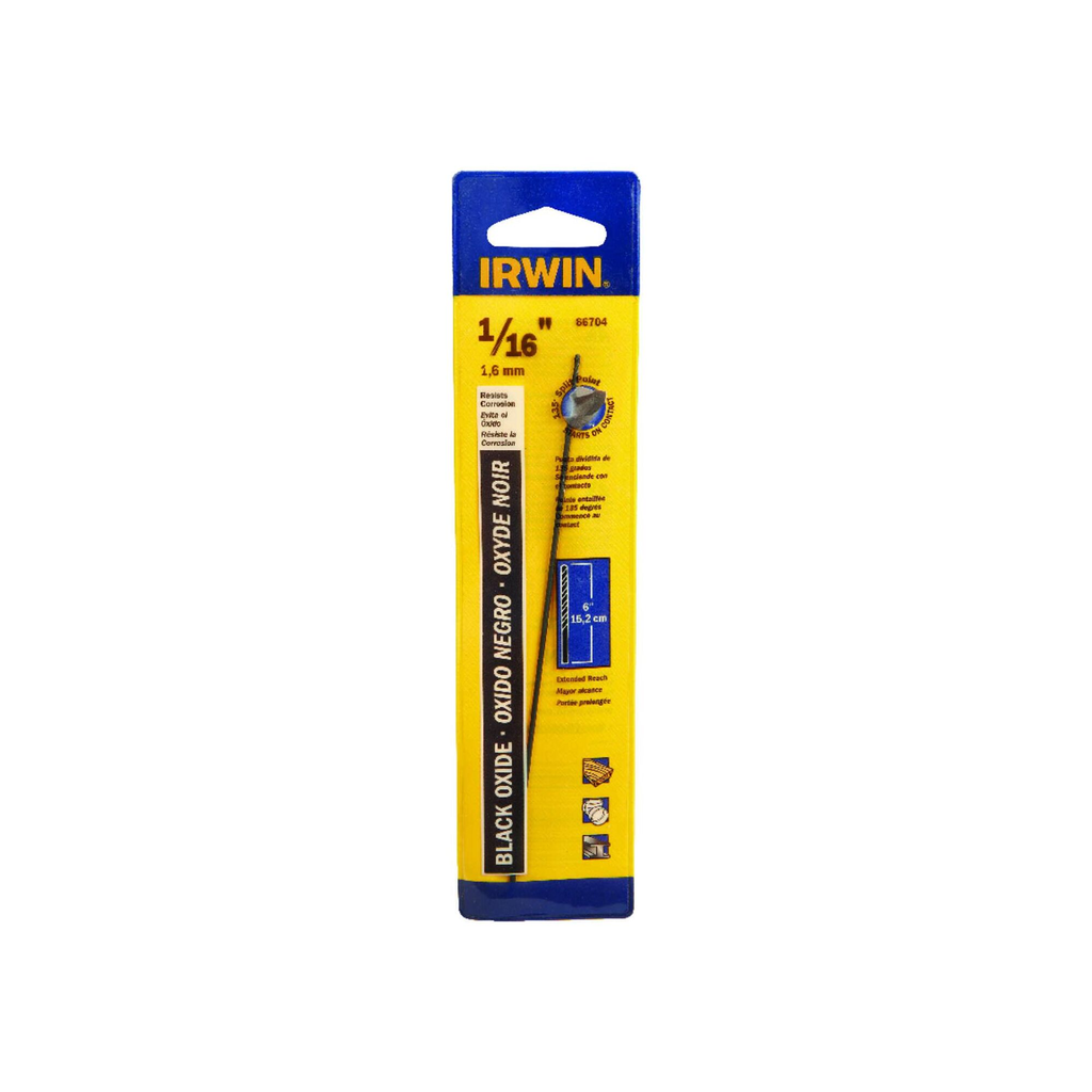 IRWIN DRL 1/16 A6 6" 135' BLK OX CARDED