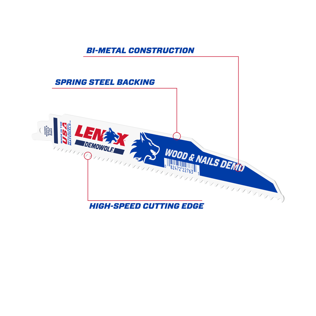 LENOX Demolition Reciprocating Saw Blade With Power Blast Technology, Bi-Metal, 9-Inch, 6 TPi, 50/Pk