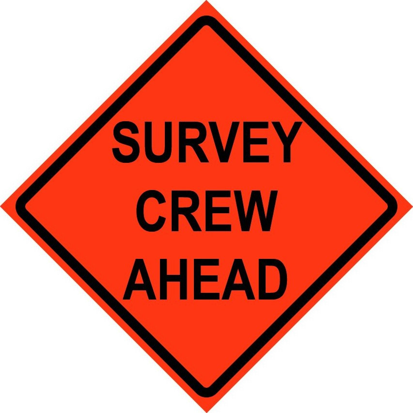 Cortina 48" x 48" SuperBright Reflective Roll-Up Sign with Lexan Pockets and Ribsets - Survey Crew Ahead