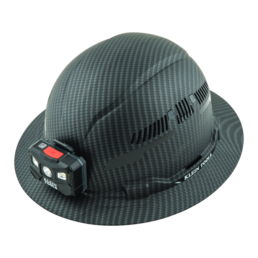 Hard Hat, Premium KARBN™ Pattern, Vented Full Brim, Class C, Lamp