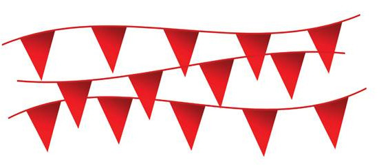 Electro-Tape 12" x 18" x 105ft string Pennant Flags -  Red 10/CS