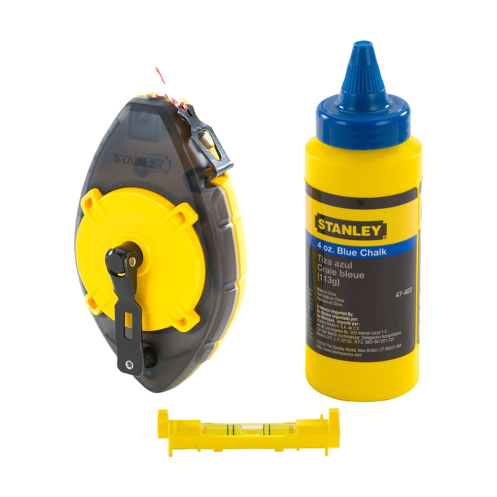 STANLEY® POWERWINDER CHALK REEL W/ BLUE CHALK & LINE LEVEL