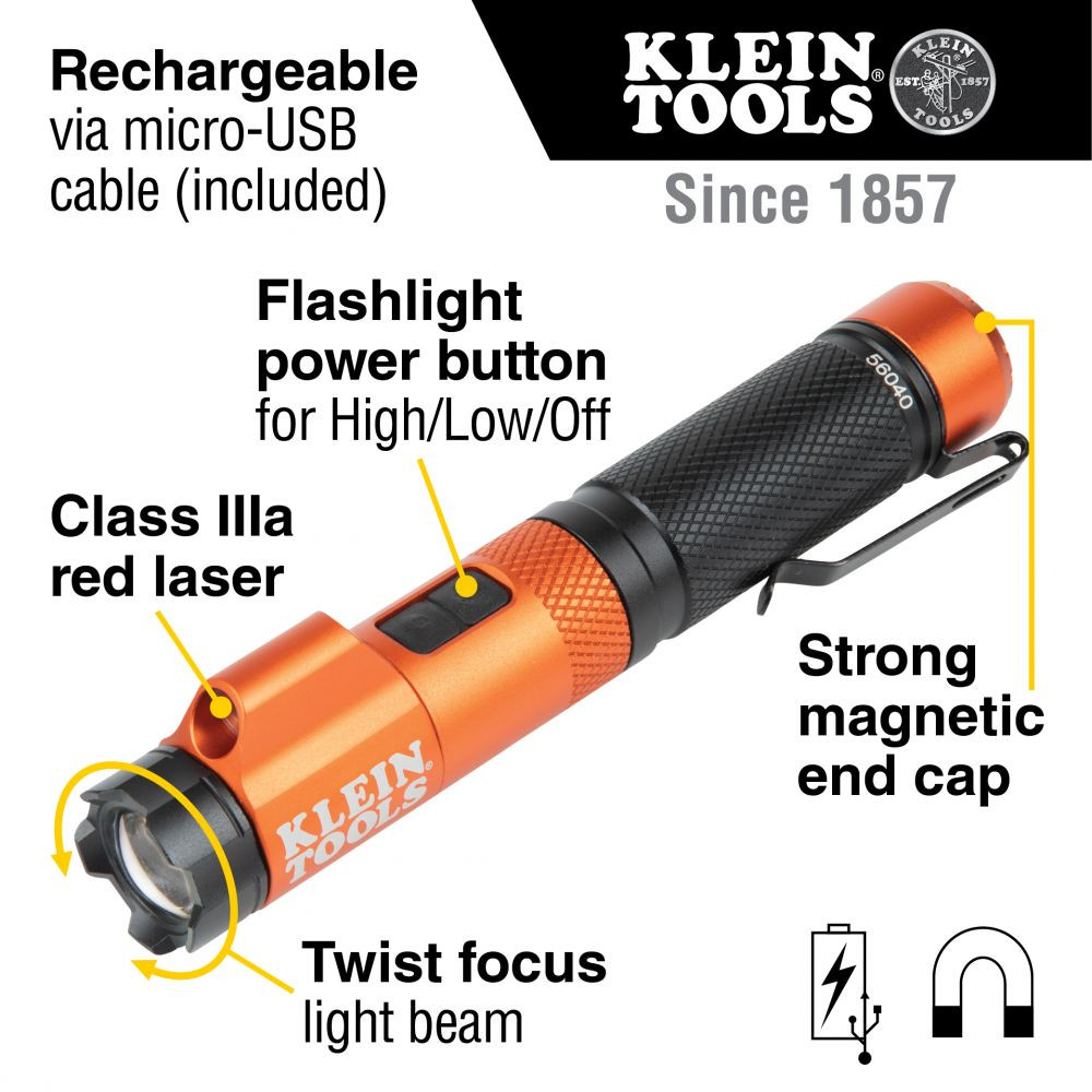 Klein Rechargeable Focus Flashlight with Laser