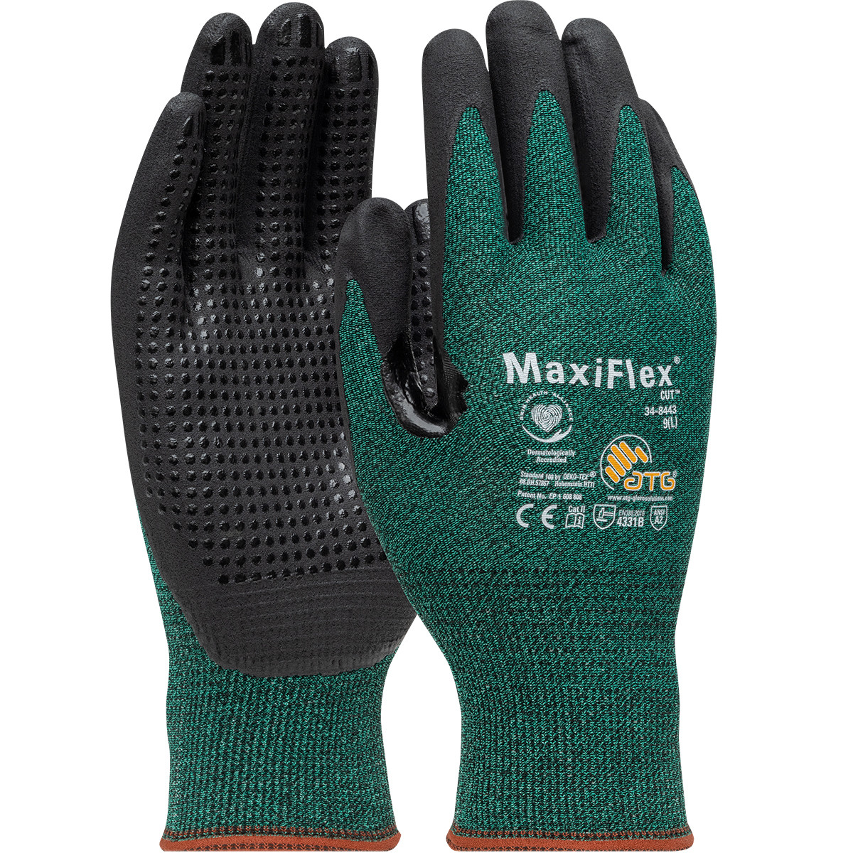 MaxiFlex® Cut™ 34-8443V  Cut Resistant Gloves, Size S, Green, ANSI A2