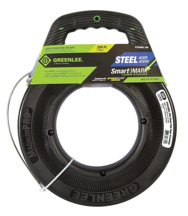 GREENLEE Fishtape, Steel-250' w/Leader