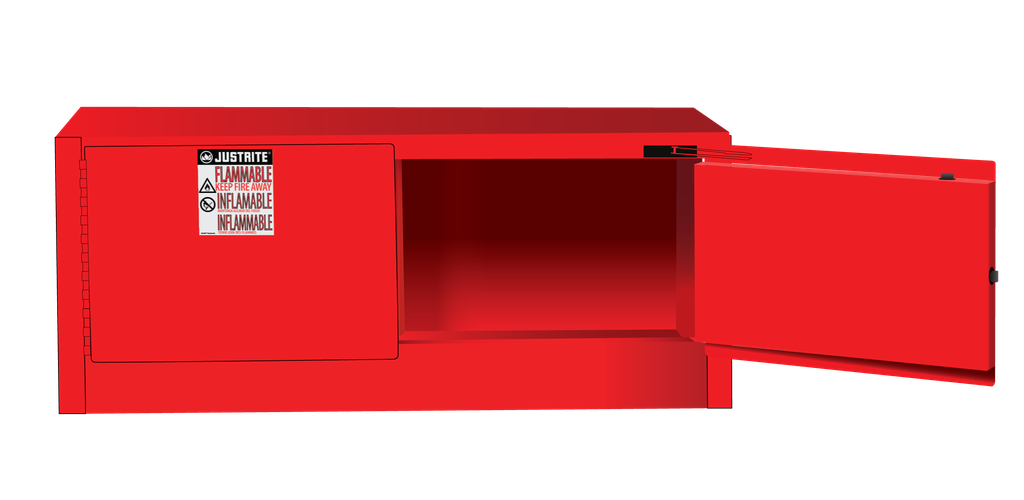 12 Gallon, 2 Doors, Self Close, Flammable Safety Cabinet, Sure-Grip® EX Piggyback, Red - 891321