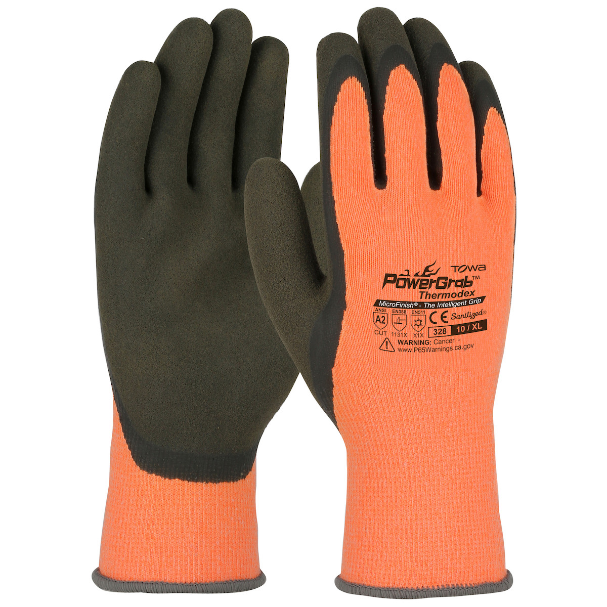 PowerGrab™ Thermodex 41-1328  Protection From Cold, Size S, Orange, ANSI A2