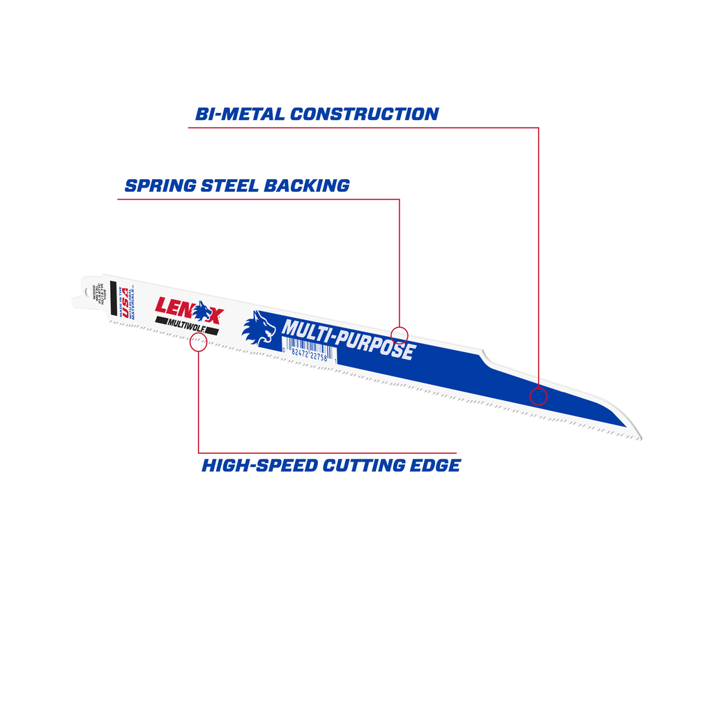 LENOX General Purpose Reciprocating Saw Blade With Power Blast Technology, Bi-Metal, 12-Inch, 10/14 TPi, 50/Pk