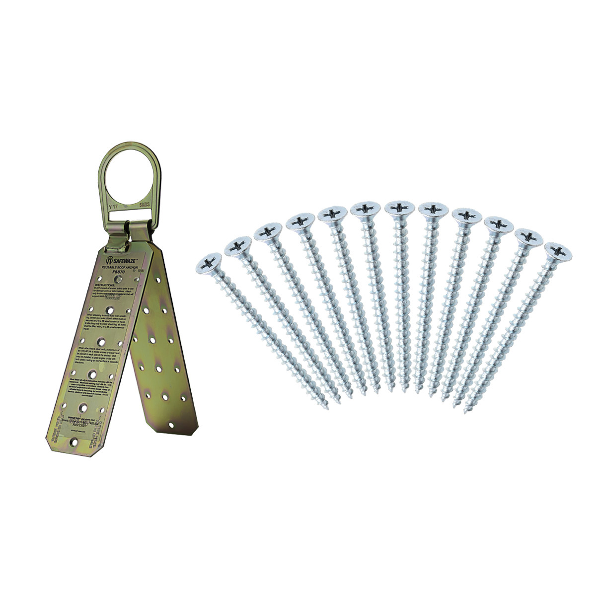 SafeWaze Reusable Roof Anchor, 12pc Screws