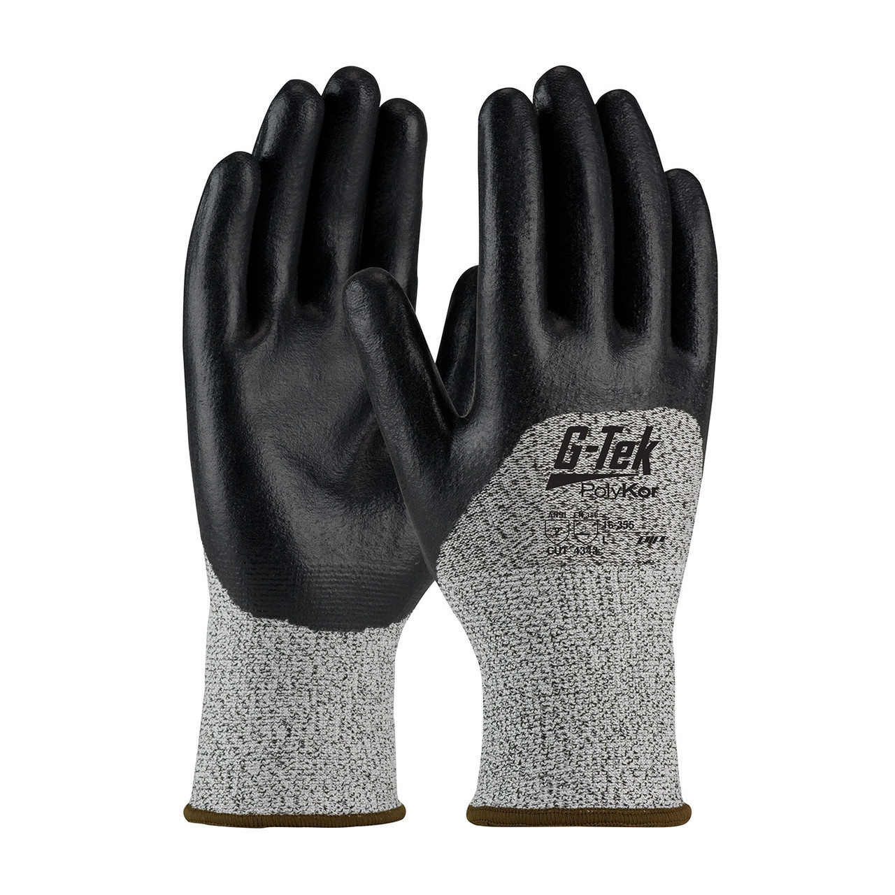 G-Tek® PolyKor® 16-355  Cut Resistant Gloves, Size L, Salt & Pepper, ANSI A2
