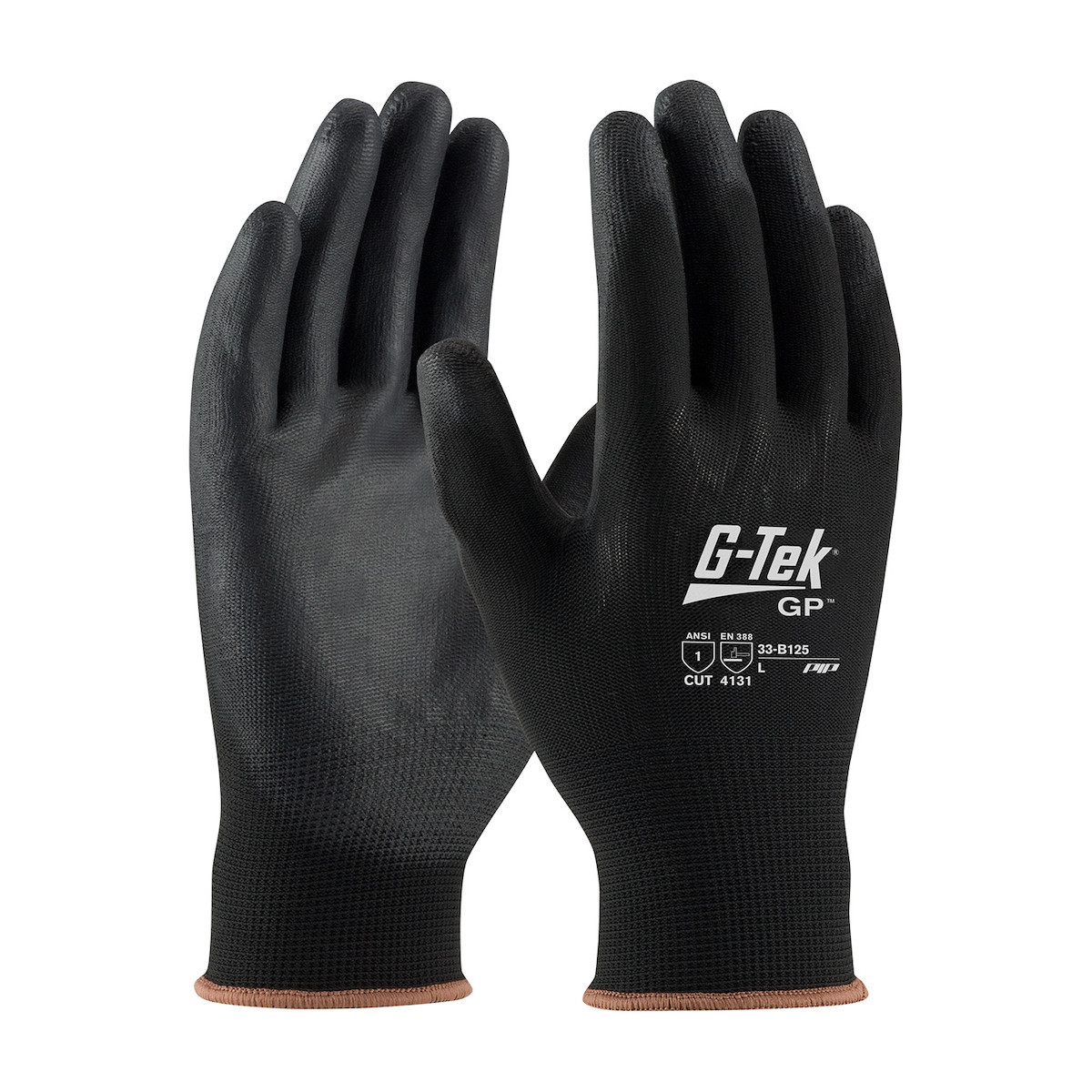 G-Tek® 33-B125V  SeamlessGlove Coated, Size M, Black