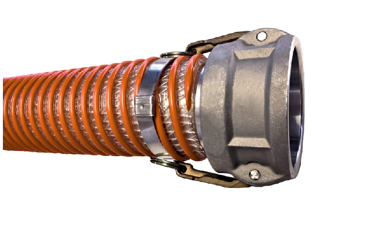 1-1/2" x 20ft Cam Lock C&E Clear Braided PVC Suction Hose 1/EA