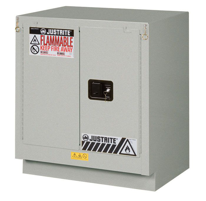 19 Gallon, 1 Shelf, 2 Doors, Self Close, Flammable Cabinet, Sure-Grip® EX Under Fume Hood, Silver - 883024