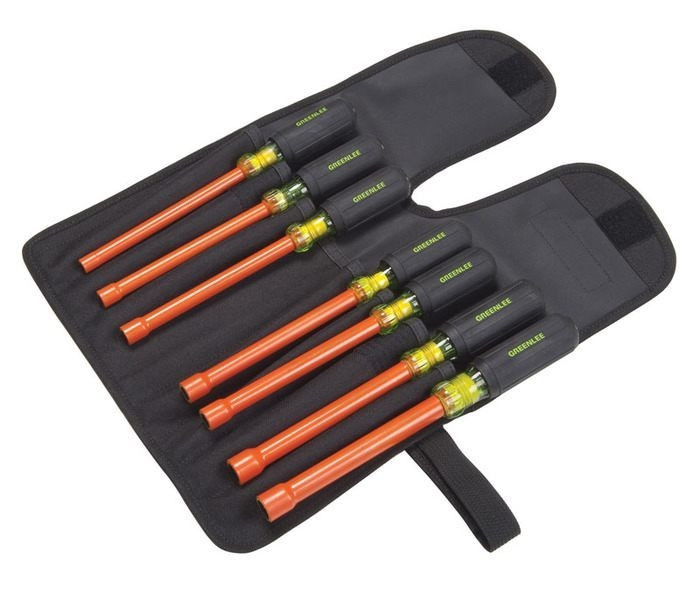 GREENLEE Insulated Nut-Holding Nut Drivers, 7 Piece Kit