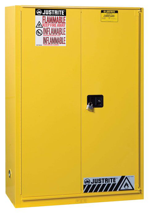 45 Gallon, 2 Shelves, 1 Bi-Fold Self-Close Door, Flammable Cabinet, Sure-Grip® EX, Yellow - 894580