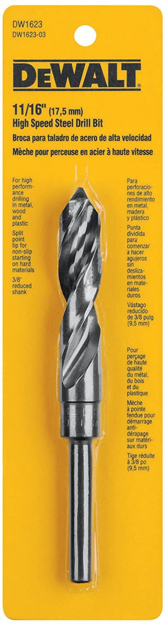 DEWALT 11/16-Inch Black Oxide 1/2-Inch Shank Reduced Shank Twist Drill Bit