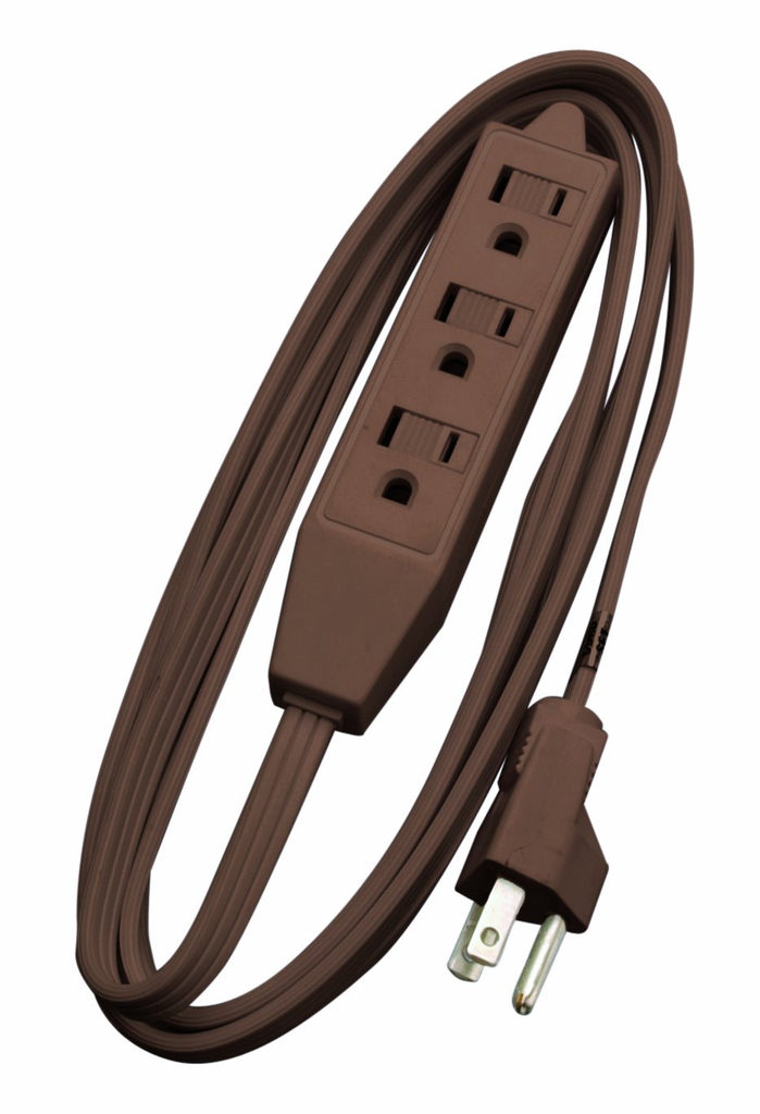 Woods CUBE TAP, 16/3 8' SPT-2 BROWN 3 OUTLET 10/BX