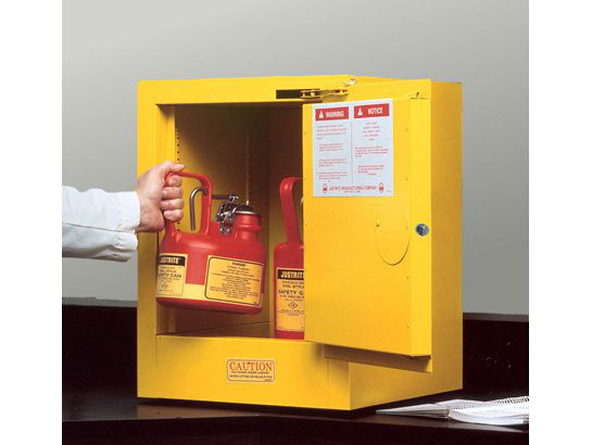 4 Gallon, 1 Shelf, 1 Door, Self Close, Flammable Cabinet, Sure-Grip® EX Countertop, Yellow - 890420