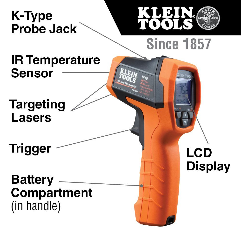 Klein Dual-Laser Infrared Thermometer, 20:1