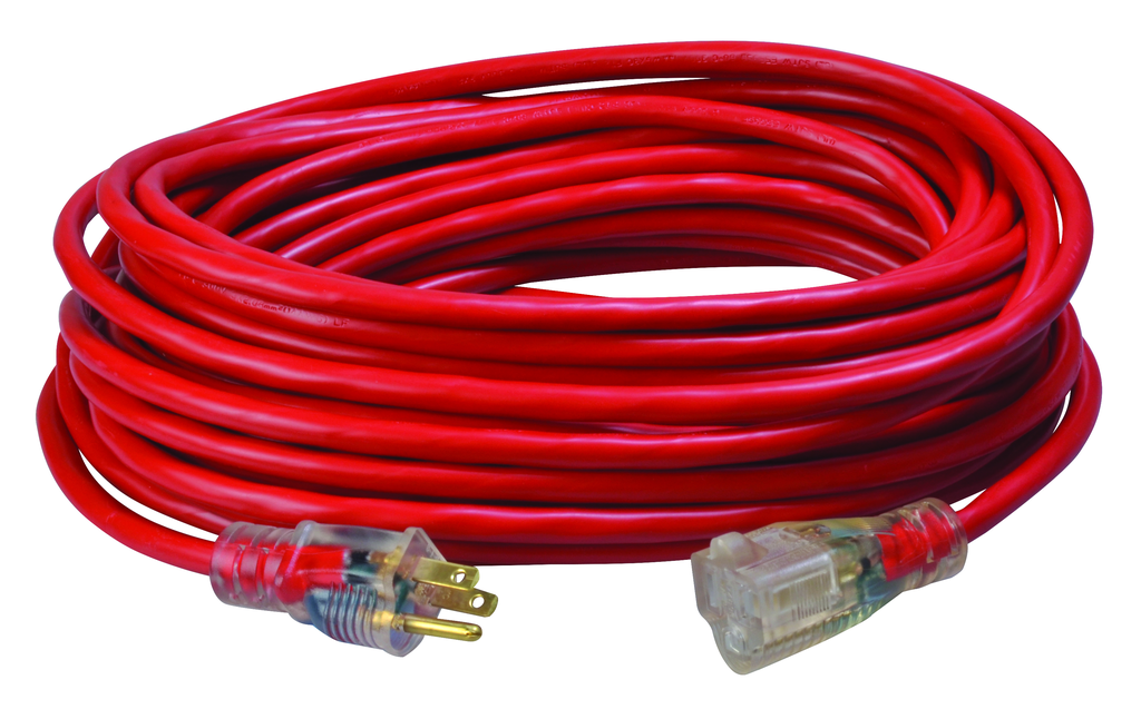 Southwire 50ft SJTW 14/3 Outdoor Extension Cord W/ Lighted End (Red) 6/BX