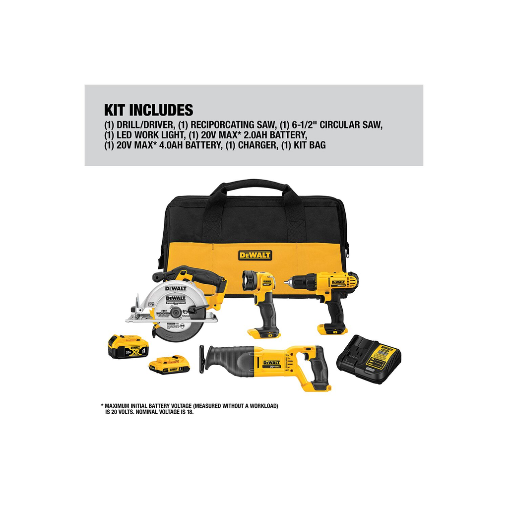 20V 4-TOOL COMBO KIT (P/N DCK445D1M1)