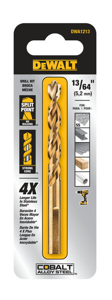 DEWALT 13/64" Pilot Point Industrial Cobalt Alloy Steel Drill Bit