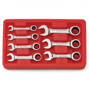 7 Pc. Stubby Combination Ratcheting Wrench Set SAE