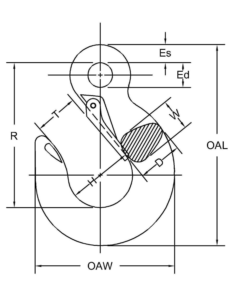 SLING HOOK, EYE STYLE, PL, 3/8" W/LATCH