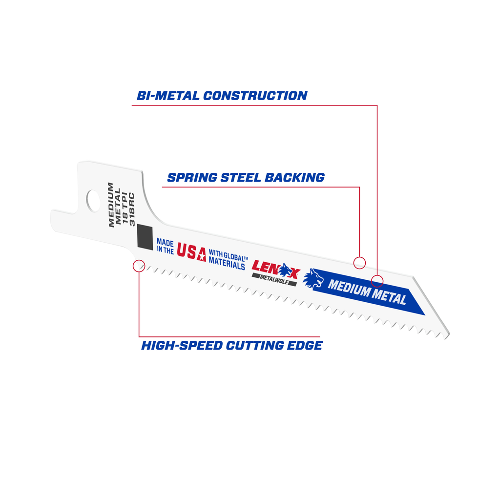 LENOX Recips 318Rc 3 5/8X5/16X.035X18 5/Pk