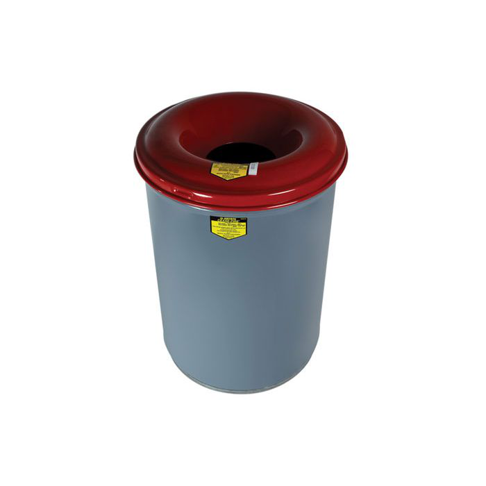 12 Gallon Steel Waste Receptacle, Cease-Fire® Safety Drum Can with Steel Head, Gray - 26412
