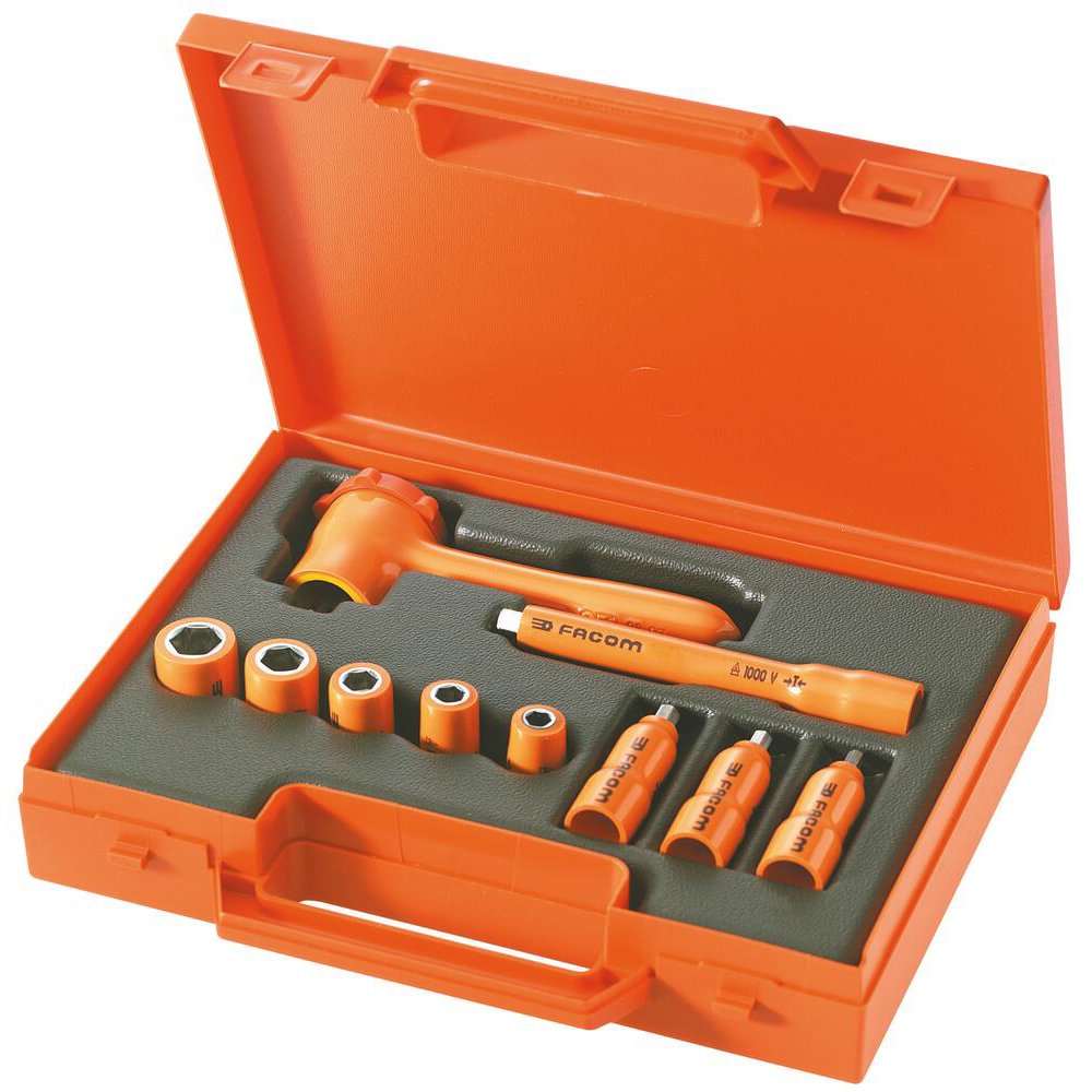 FACOM 1/4" Drive 10 Piece Metric Insulated Socket Set - 6 Point