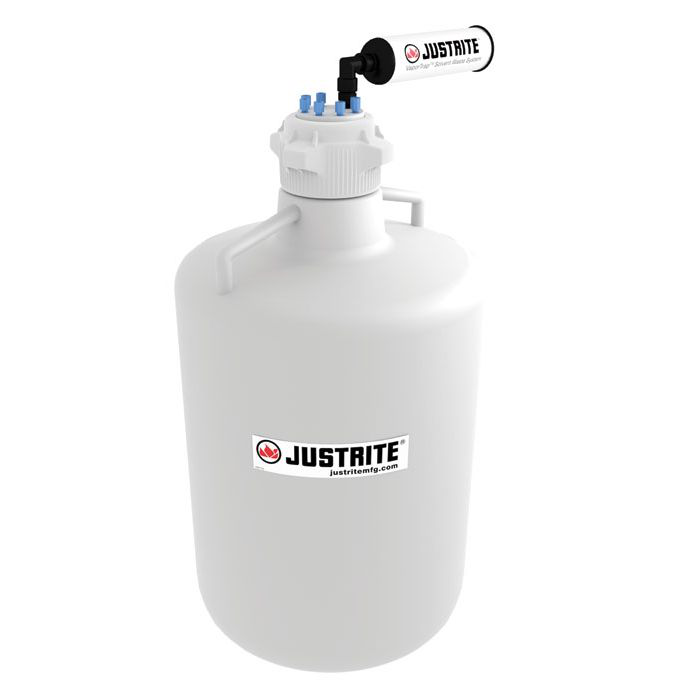 20 Liter HDPE Carboy with Filter Kit, VaporTrap™, 6 Ports 1/8" Tubing, 83mm Cap, Round - 12804