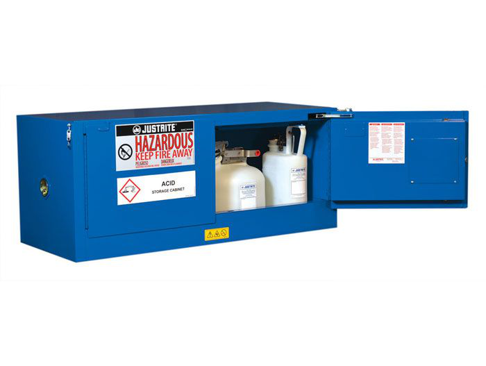 12 Gallon, 1 Shelf, 2 Doors, Self Close, Hazardous Material Cabinet, Sure-Grip® EX Piggyback, Royal Blue - 861328